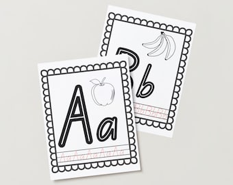 Educación en el hogar Alfabeto preescolar para colorear y practicar Archivo imprimible ABC's Fun para niños pequeños y niños