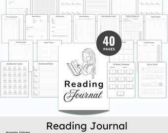 Editable Reading Journal, Book Review, Wishlist, Tracker (PDF)