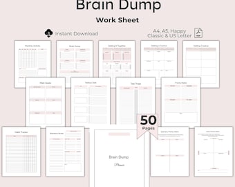 ADHD Brain Dump Template, Priority Matrix, Productivity Planner (Digital Download)