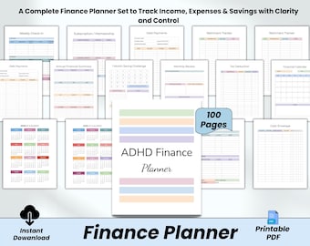 ADHD Finance Planner, Monthly Budget Tracker (Editable, Printable PDF)