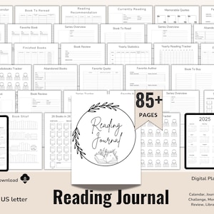 Book Reading Planner Bundle, Reading List Journal (Digital Download)