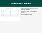 Weekly Meal Planner Printable, Meal Planning Template, Weekly Menu Planner PDF, Food Diary, Instant Download