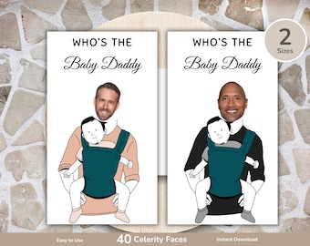 Celebrity Baby Shower Game, Find the Daddy Scratch Off (Editable Canva PDF)