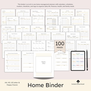 Home Management Binder, House Organization, Family Binder, Household Budget, Medical Binder, Emergency Contact, Cleaning Schedule, Printable