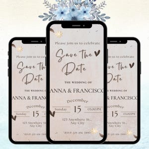 Invitación de boda marrón kraft (descarga instantánea). Plantilla de invitación de boda rústica, caligráfica, sencilla y moderna. Editable.
