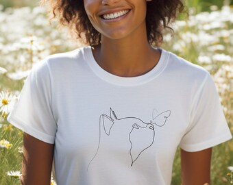Camiseta Cat Lovers // Regalo de mamá gato menor de 30 años // Line Art of Cat // Camisa Fur Mama // Crazy Cat Lady