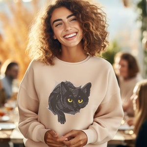 Black Cat Halloween Crewneck Sweatshirt // Spooky Season Halloween Shirt // Cat Mama Festive Fall Sweater // Halloween Shirt for Cat Lovers