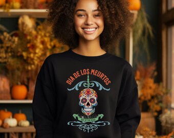 Cinco de Mayo-sweater // Sugar Skull-shirt // Dia de Los Muertos // Day of the Dead Halloween-trui met ronde hals // Leuk Halloween-shirt