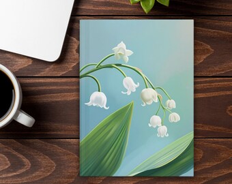 Lelietje-van-dalen mei geboortemaand bloem hardcover schrijfdagboek//Gardner's bloemdagboek//botanische Moederdag cadeau//schetsboek