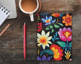 Diario de tapa dura con flores mexicanas vibrantes // Cuaderno floral boho // Diario para amantes de la naturaleza // Regalo botánico para mamá // Regalo para jardineros