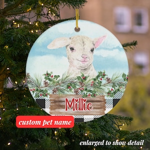 Personalisierte Keramik Lamm Ornamente // Keramikornamente für Bauernhofliebhaber // Schaf-Liebhaber-Geschenk // Haustier-Verzierung