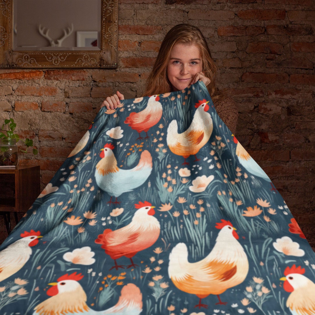 Cozy Chicken Sherpa Fleece Blanket // Chicken Lover Gift // Hobby