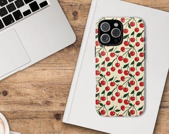 iPhone 16 Case Cute Cherry iPhone 15 14 13 Tough Phone Case Samsung Galaxy Retro Cherry Cover Fruit Protective Tech Accessories Google Pixel