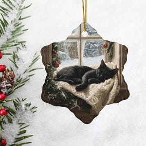 Niedliche schwarze Katze Weihnachten Ornament Urlaub Baum Dekor für Katzen-Liebhaber Weihnachten Geschenkidee für Cat Mama Festliche schwarze Katze süße Verzierung Kätzchen Geschenk