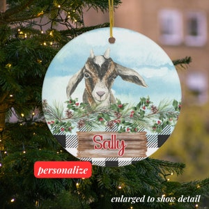 Ziege Mama Weihnachts Ornament // Personalisiertes Keramik Ornament für Ziegenliebhaber // Hobby Farmer Geschenk