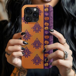 Halloween Phone Case | Gothic Vibe iPhone 17 16 15 14 13 12 Case | Fall Aesthetic Damask Protective Cover | Dark Romance Tech Accessories