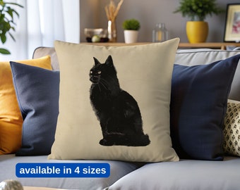 Cuscino da lancio di Halloween gatto nero // Arredamento vintage di Halloween per la stagione spettrale // Copricuscino per gatti vintage // Cuscino amante dei gatti / Vibrazioni gotiche
