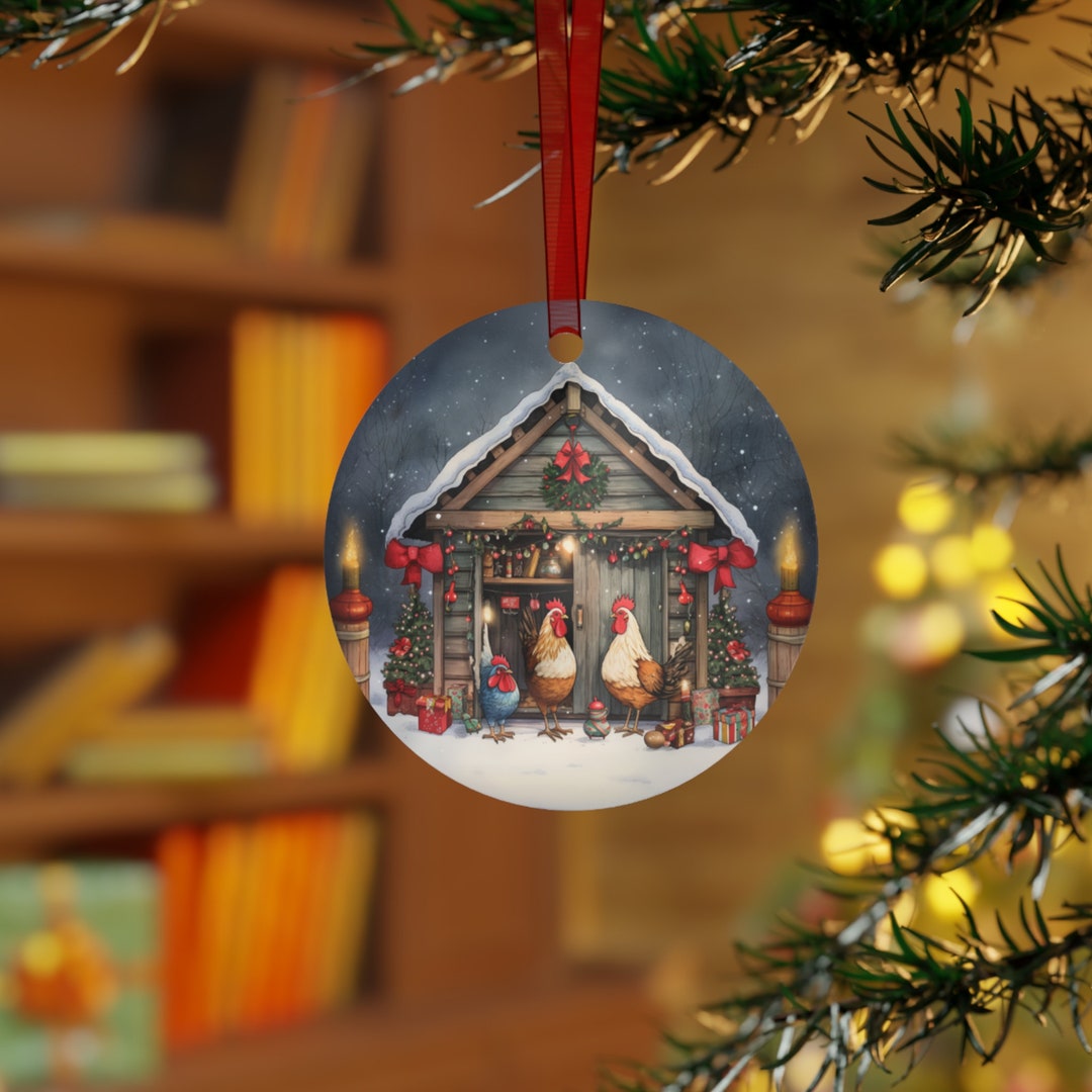 Holiday Chicken Coop Ornament // Chicken Christmas Decor // Etsy