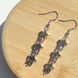 earrings ‘Starfall’ - dangle star earrings - handmade hypoallergenic jewellery - silver star earrings - gifts for her