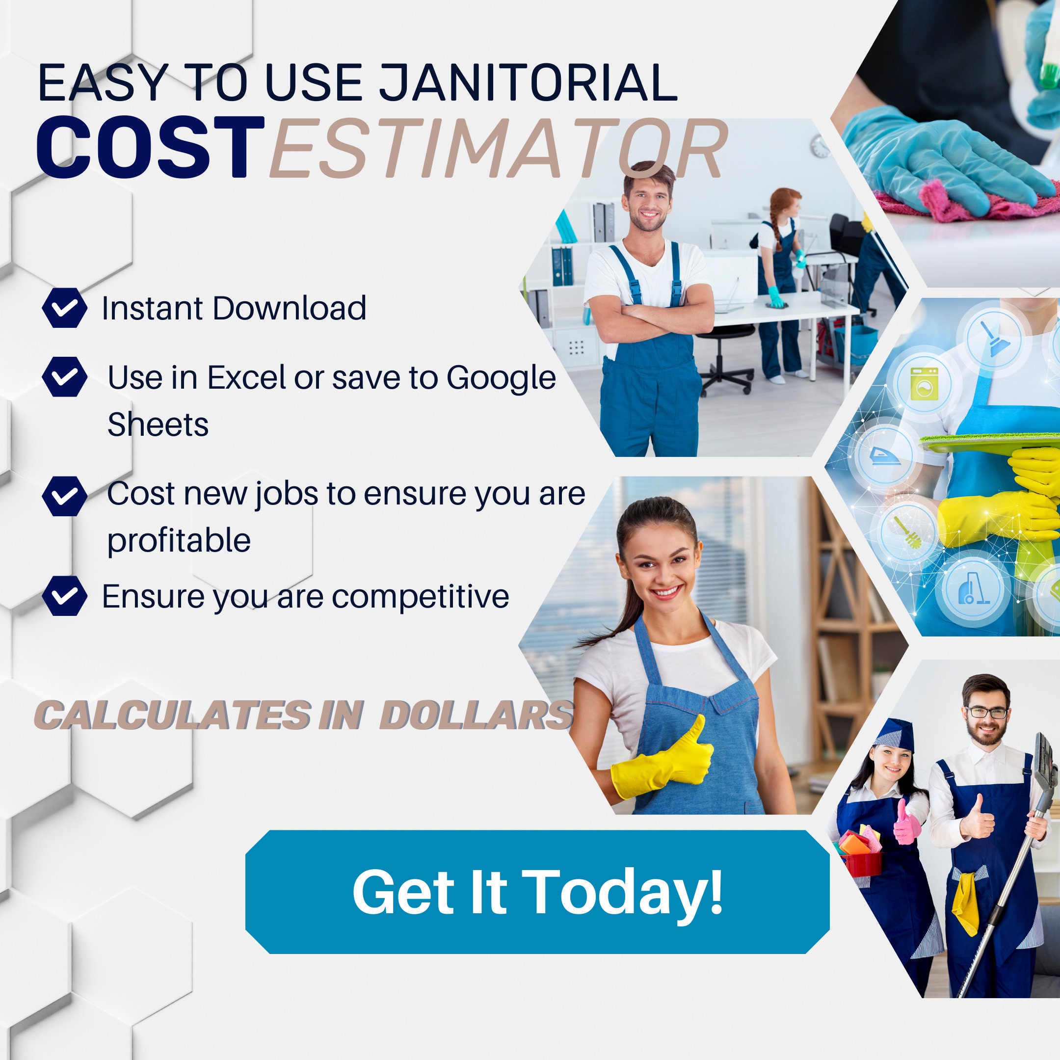 Professional Easy to Use Janitorial Cost Estimator Template Digital