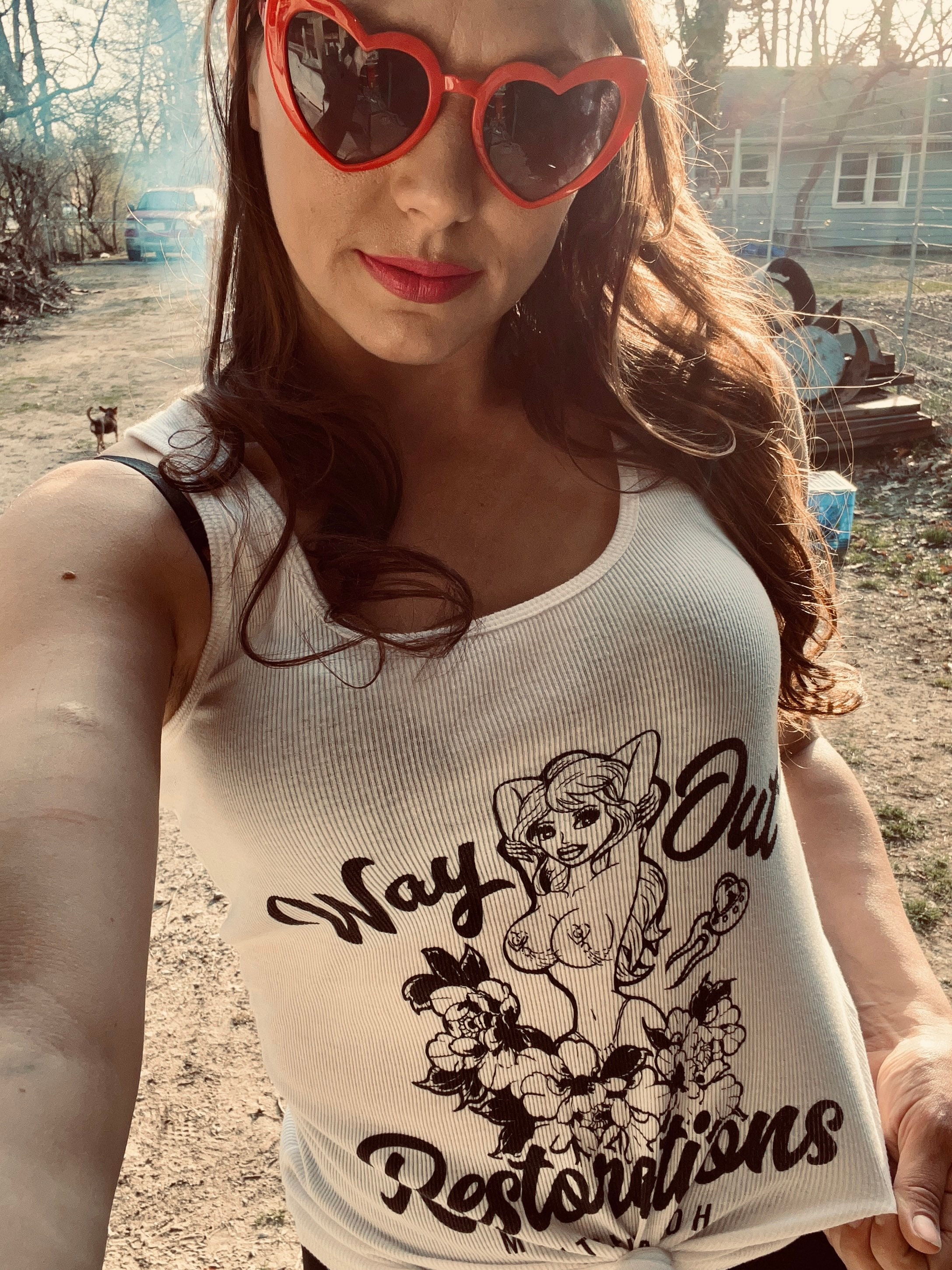 Tシャツ・カットソー [Gila Archive] PIN UP GIRL CROP T-SHIRT_BK GL25SUTP01BK PINUP GIRL T-SHIRT/ピンナップガールTシャツ（Tシャツ