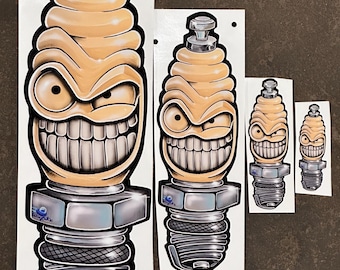 Pissed Off Sparkplug high quality VINYL decals… various sizes! Huge 18 inch, 12 inch, 6 inch, 4 inch and 3 inch