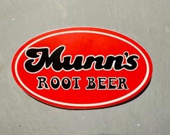 Munn’s Rootbeer LOGO high quality vinyl Sticker 3 and 6 inch size, HOTROD 1979 the movie, Rebel of The Road, 1941 Willy’s