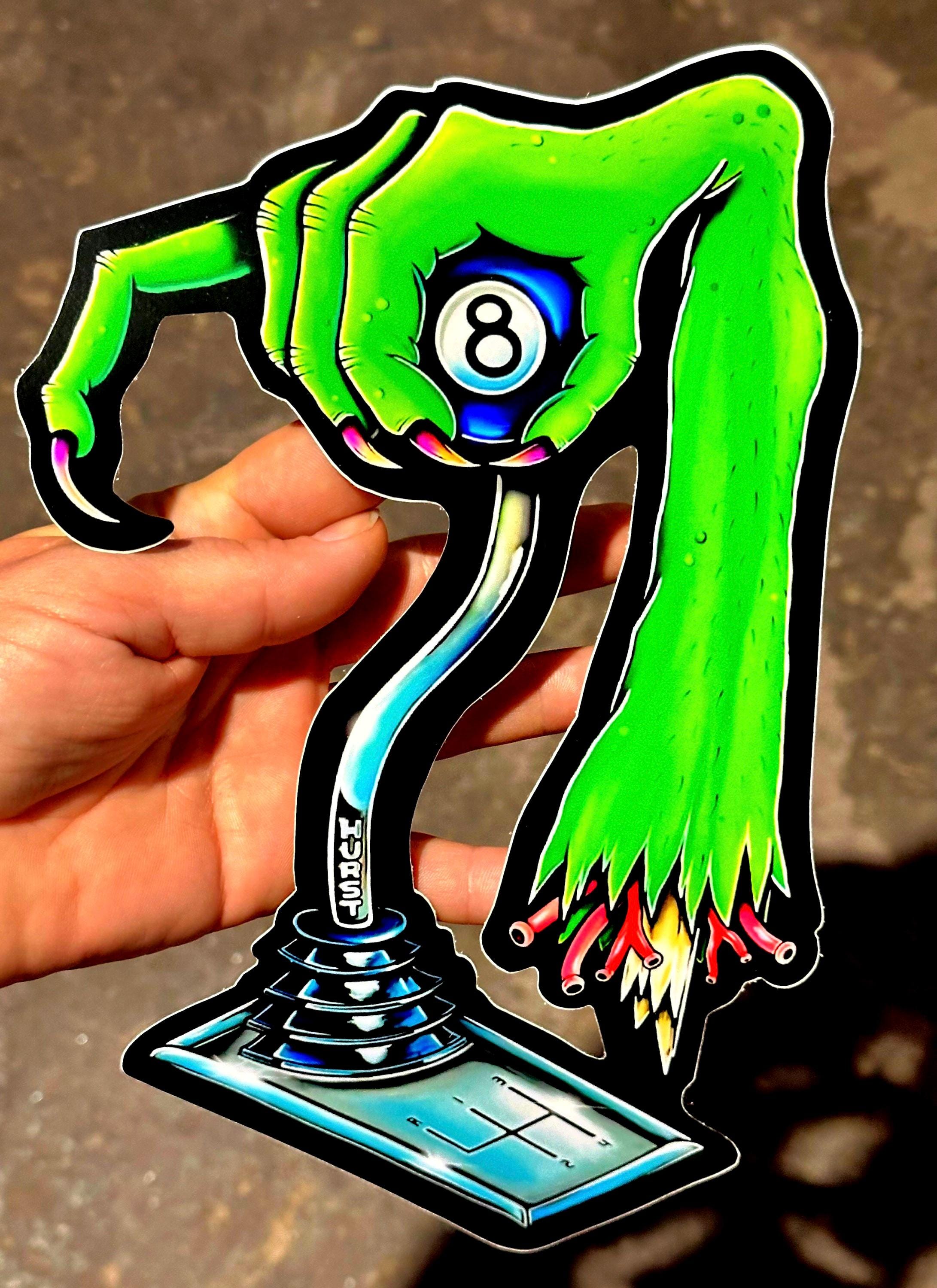 Zombie Hand Hurst Shifter High Quality Vinyl Decal, Hot Rod Art