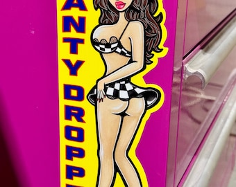 Panty Dropper babe high quality vinyl decal large 12 inch sticker, blonde , brunette or red head available