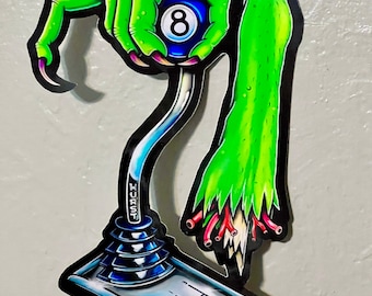 Zombie Hand Hurst Shifter high quality vinyl decal, hot rod art, garage man cave decor, toolbox sticker, laptop decal 10, 6, 3 inch sizes