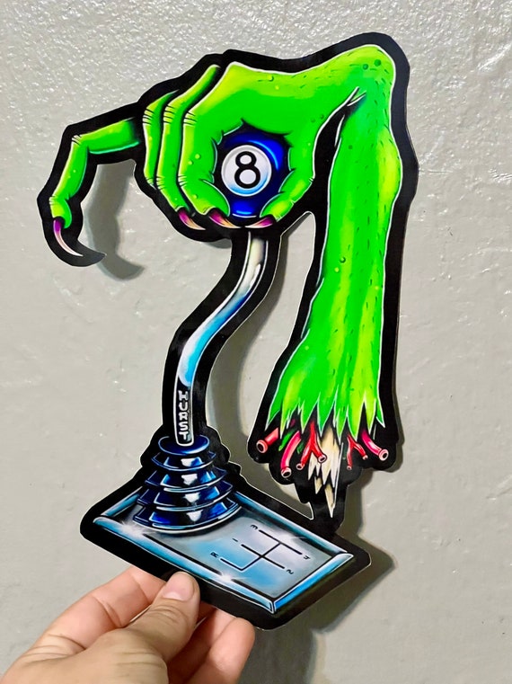 Zombie Hand Hurst Shifter High Quality Vinyl Decal, Hot Rod Art