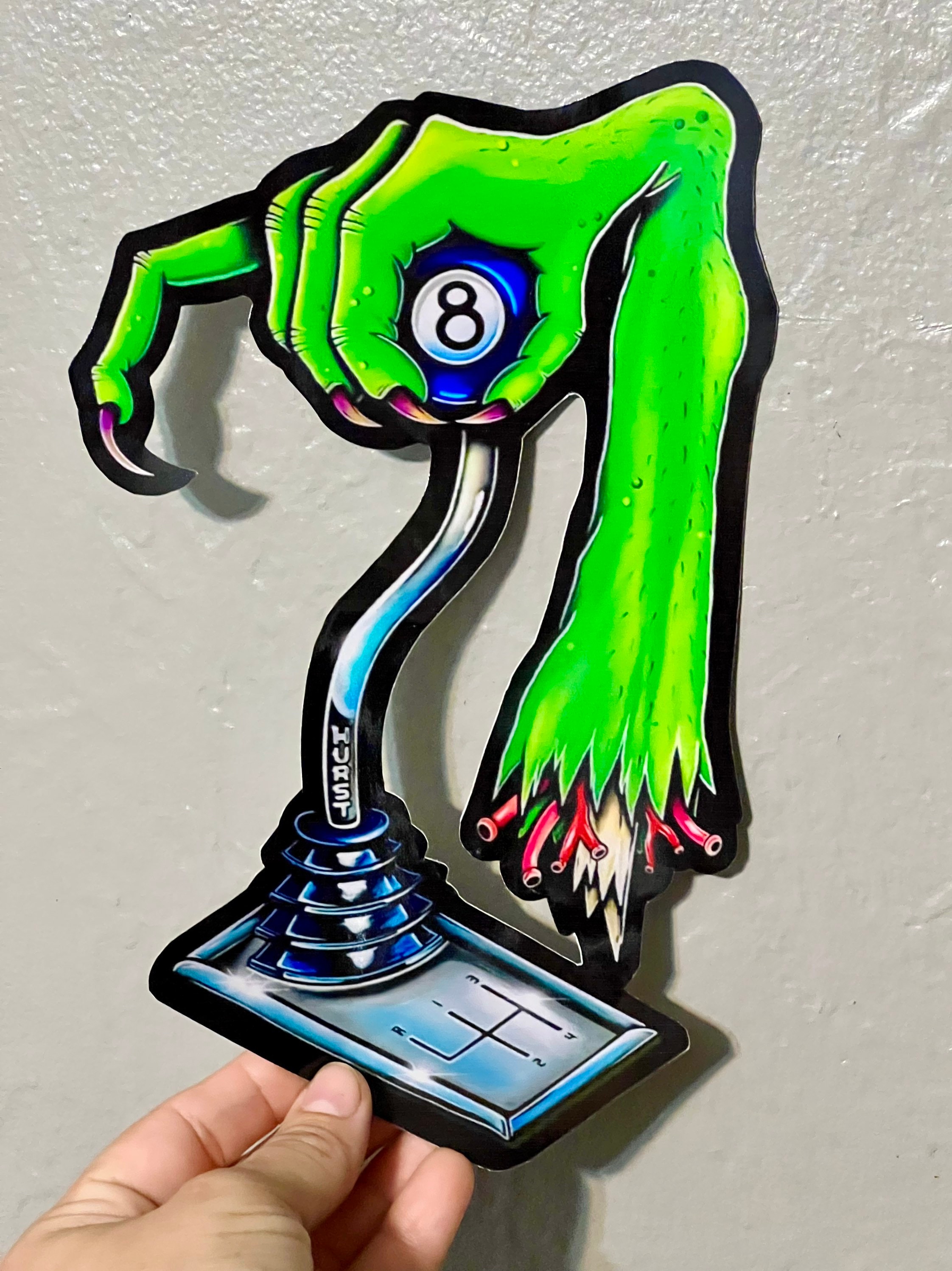 Zombie Hand Hurst Shifter High Quality Vinyl Decal, Hot Rod Art