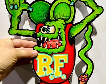 Crazy Eyez hot rod rat high quality vinyl decal / sticker, art print, weirdo, kustom kulture 3 inch and large 12 inch