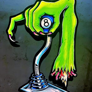 Aluminum Zombie Hurst shifter metal sign art, tin signs, garage art, HOT ROD ART