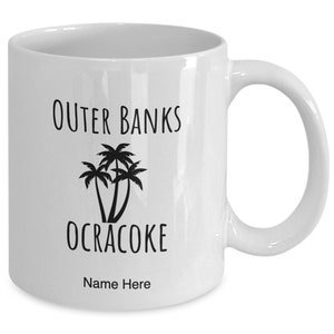 Outer Banks NC, Ocracoke, palm tree mug gift