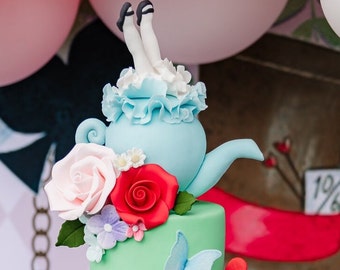 Alice in Wonderland inspired cake topper