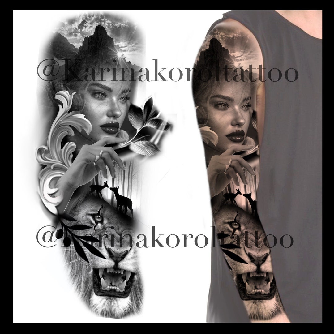 Sleeve Tattoo Design Etsy