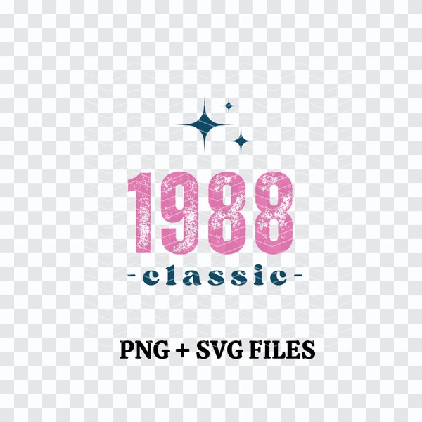 1988 Classic Birthday SVG PNG Clipart - Retro Year Design Digital Download for shirt design or cricut