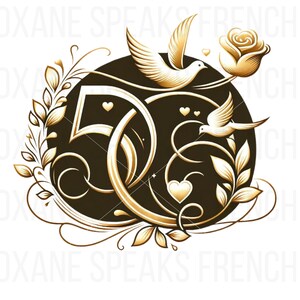 50. Hochzeitstag Clipart - transparenter Hintergrund - Goldenes Jubiläum PNG - sofortiger digitaler Download