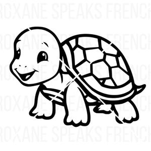 Happy Cartoon zeeschildpad schets SVG - schattige kawaii dieren vectorillustraties voor knutselen, kinderdagverblijven en doe-het-zelfdecoraties