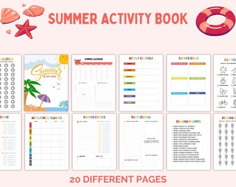 Summer Activity Bundle, PDF Summer activities for kids and teens, sommerholidays printable, coloring pages, activitybundle, instant download