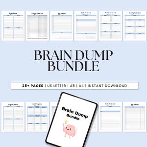 Brain Dump, ADHD Daily Planner, Productivity, Priority Matrix, Thoughts Organizer, To-Do List, ADHD Brain Dump, Journal Printable, PDF