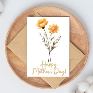 Tarjeta de regalo imprimible del Día de la Madre, tarjeta de regalo "Feliz Día de la Madre", descarga instantánea, archivo PDF, tarjeta de 5 x 7 pulgadas