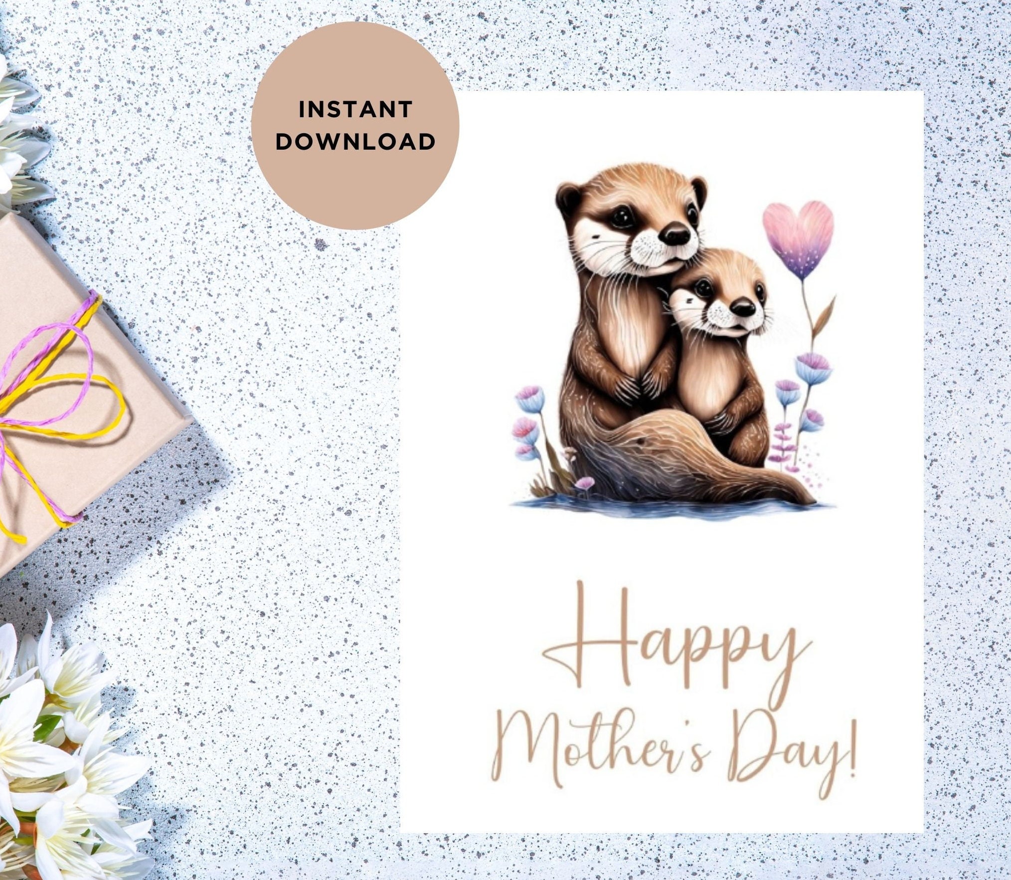 Mother's Day Card Printable, Cute Animals, Print at Home, Giftcard, Instant Download, Blank ...