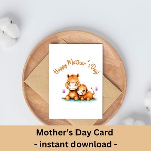 Tarjeta del Día de la Madre imprimible, tarjeta en blanco, regalo del Día de la Madre, descarga instantánea, archivo PDF, imprimible instantáneamente, impresión en casa, camello, tarjeta de animal
