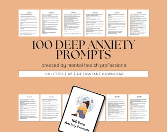 Anxiety Prompts: 100 Deep Journaling Prompts by a Mental Health Pro for Stress Relief & Self-Care Gifts, Journal Prompts for Anxiety Relief