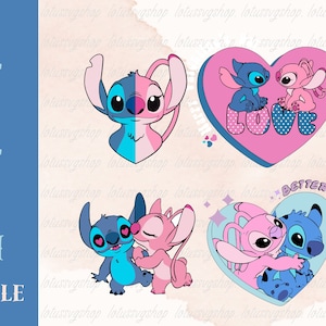 Stitch and Angel Svg, Stitch Svg Bundle, Stitch and Angel Png, Cute Stitch Svg, Stitch Clipart, Png Cut File, Cricut Silhouette, Sticker Svg