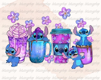 Stitch Coffee Cups Png, Vacay mode png, Coffee Cups png,  Stitch Coffee Latte png design, Ohana png, Ohana Stitch png sublimation Svg