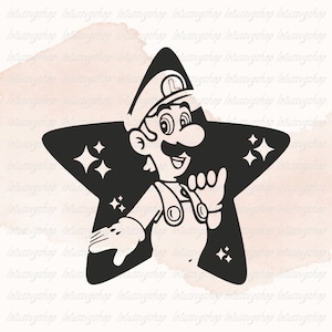 Luigi Head Png, Super Mario Star Svg, Super Mario Png, Luigi Head cricut, Super Mario svg, Luigi Star Clipart, Mario Bros svg, Luigi vector