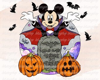 Disney Halloween Png, Mickey Trick or Treat Halloween Png, Disneyland Halloween Png, Vintage Halloween Mickey Png, Mickey Halloween Png